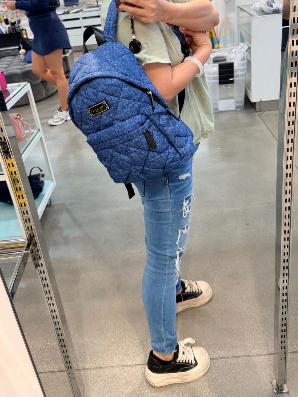 NWT! NEW! Marc Jacobs Quilted Denim Blue Backpack Women Authentic